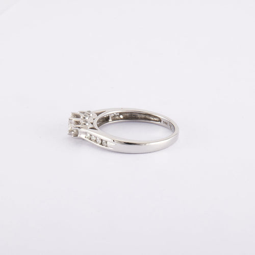 Bague 54 / Blanc/Gris / Or 585 Bague Solitaire Diamant 0.20 carat 58 Facettes 150235R