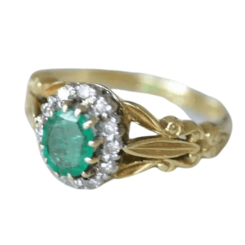 Bague Bague marguerite style Victorien émeraude diamants 58 Facettes