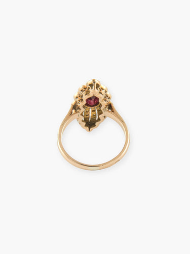 Bague BAGUE VINTAGE OR JAUNE RUBIS ET DIAMANTS 58 Facettes 150043