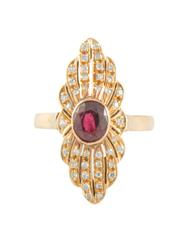 Bague BAGUE VINTAGE OR JAUNE RUBIS ET DIAMANTS 58 Facettes 150043