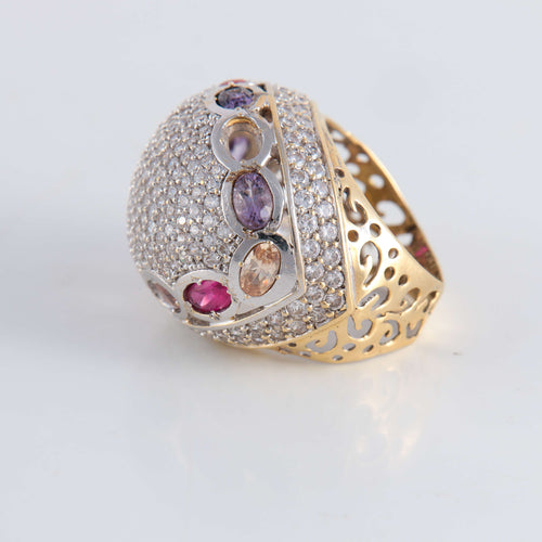 Bague 51 Bague Boule Pavage Diamants et pierres fines 58 Facettes FM96