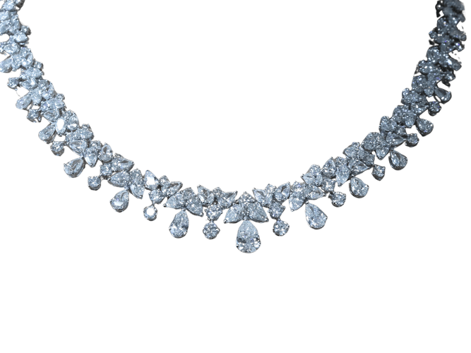 Colliers Collier Rivière Diamants Poires or blanc 58 Facettes NECK145