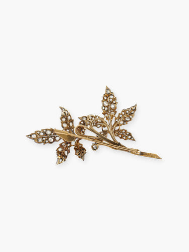 Broche Broche Vintage "Feuille" Or, Vermeil & Diamants 58 Facettes 210006