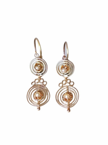 Boucles d'oreilles dormeuses anciennes spirales 58 Facettes