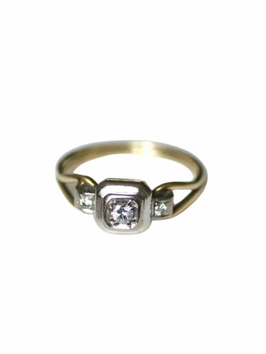 Bague solitaire vintage deux ors et diamant 58 Facettes
