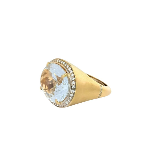 Bague Bague cocktail en or jaune diamants et topaze 58 Facettes 25024