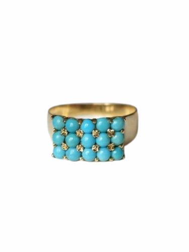 Bague chevalière vintage turquoises 58 Facettes