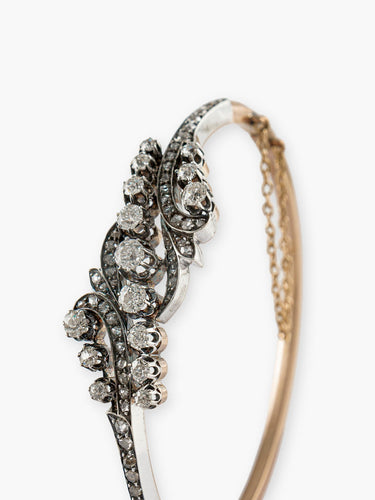 Bracelet Bracelet Jonc Ancien Or Rose, Argent & Diamants 58 Facettes 200001