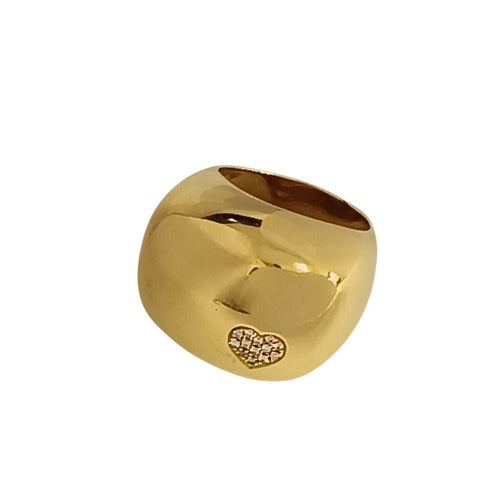 Bague Bague Jonc Bombée avec coeur Diamants 58 Facettes 20400000354/JJ