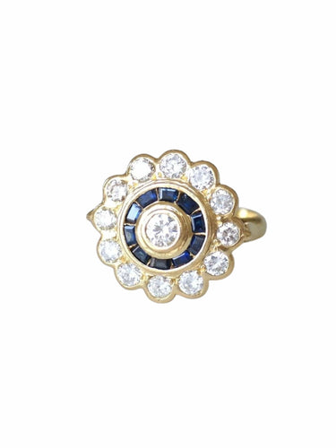 Bague Bague Marguerite style Art Déco diamants saphirs 58 Facettes