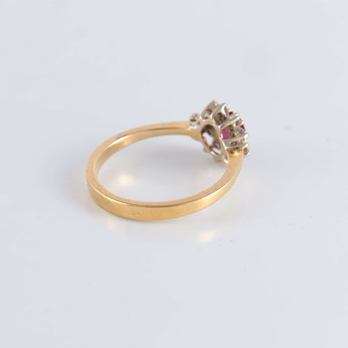 Bague 53 Bague Marguerite Rubis et 12 Diamants 58 Facettes FM63