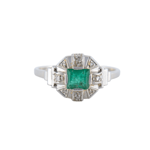 Bague 56.5 Bague style Art Déco Emeraude 58 Facettes 115