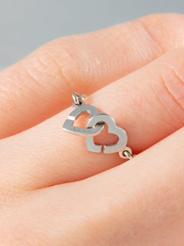 Bague 50 Bague Dinh Van Double Double Coeur or blanc 58 Facettes