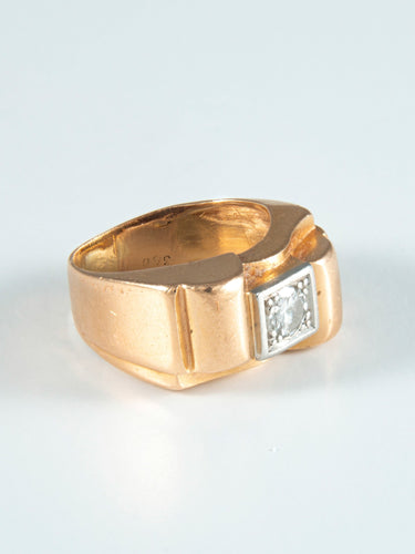 Bague 53 Bague Tank or jaune et Diamant 58 Facettes