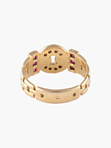 Bague Bague Vintage Or jaune Diamants Rubis, Maille Panthère 58 Facettes