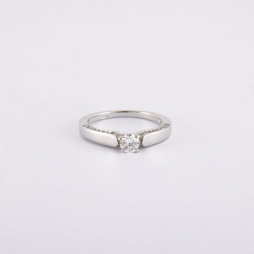 Bague 52 / Blanc/Gris / Or 750 Bague Solitaire Diamant 0.30 Carat 58 Facettes 190359R