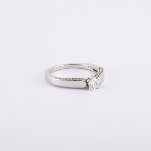 Bague 52 / Blanc/Gris / Or 750 Bague Solitaire Diamant 0.30 Carat 58 Facettes 190359R