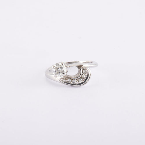 Bague 49 / Blanc/Gris / Or 585 Bague Solitaire Diamant 0.45 carat 58 Facettes 190128R