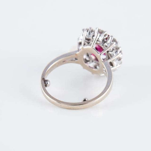 Bague Bague Marguerite Platine Rubis Diamants 58 Facettes 1