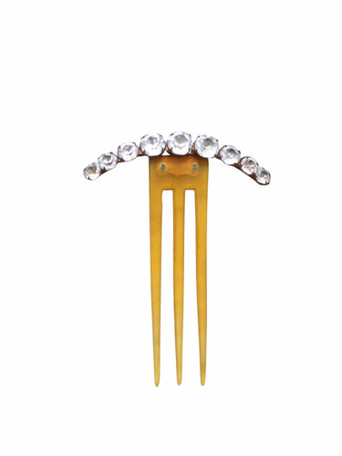 Accessoire Peigne ancien demi lune, pierres du Rhin sur corne 58 Facettes