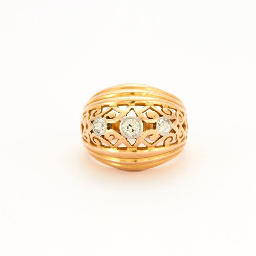 Bague 54 Bague Bandeau or Jaune et Diamants 58 Facettes DV0432-3