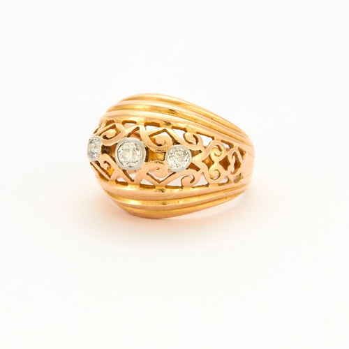 Bague 54 Bague Bandeau or Jaune et Diamants 58 Facettes DV0432-3