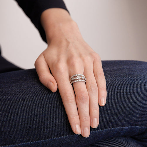 Bague 53 Bague Bandeau Platine Diamants 58 Facettes DV0037-1