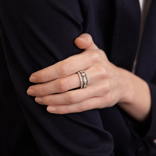 Bague 53 Bague Bandeau Platine Diamants 58 Facettes DV0037-1