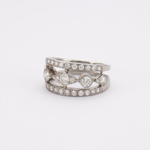 Bague 53 Bague Bandeau Platine Diamants 58 Facettes DV0037-1