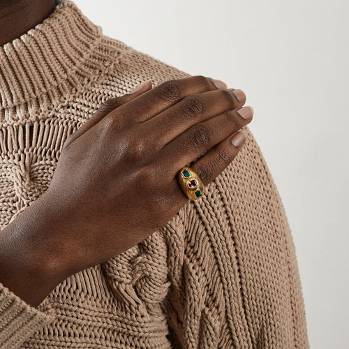 Bague 49 Bague Bombée Tourmaline Rose et Verte 58 Facettes DV0349-1