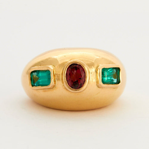 Bague 49 Bague Bombée Tourmaline Rose et Verte 58 Facettes DV0349-1