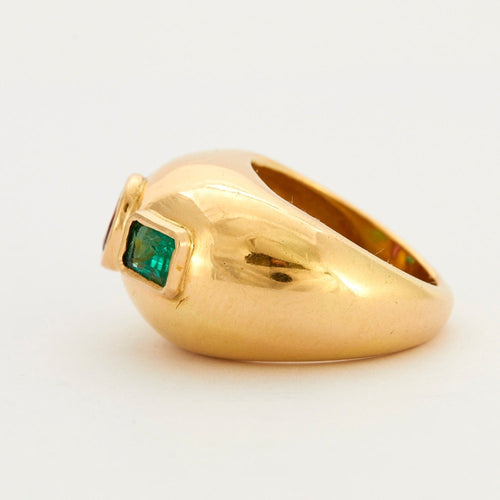 Bague 49 Bague Bombée Tourmaline Rose et Verte 58 Facettes DV0349-1