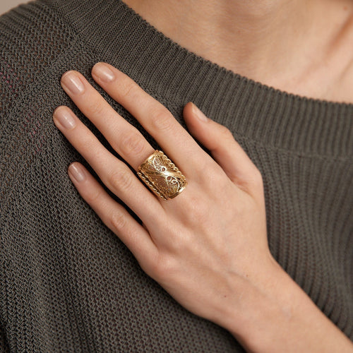 Bague 50 Bague Chevalière filigranée 58 Facettes DV0122-5