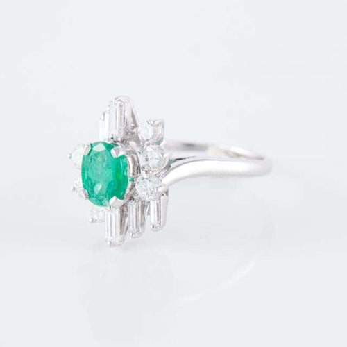 Bague Bague Marguerite Emeraude Diamants brillants & baguettes 58 Facettes 1