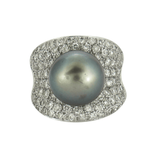 Bague 51 Bague diamants perle de Tahiti 58 Facettes DV0289-1