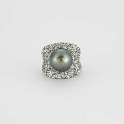 Bague 51 Bague diamants perle de Tahiti 58 Facettes DV0289-1