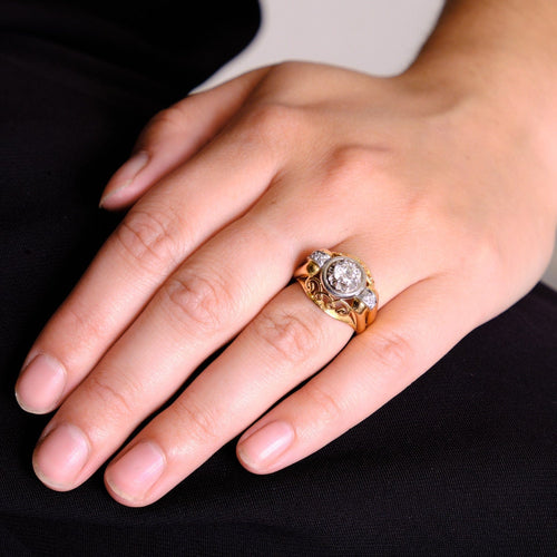 Bague Bague diamants platine et or jaune 58 Facettes DV0299-1