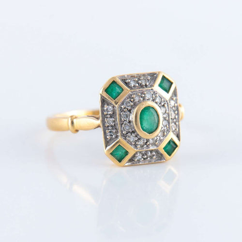 Bague 50 Bague Emeraudes Diamants Style Art Déco 58 Facettes 162