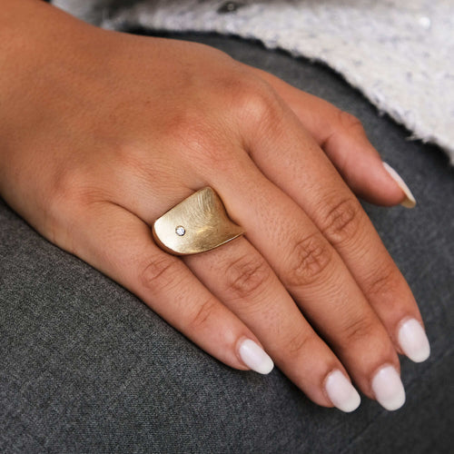 Bague 56 Bague en bronze plaqué or diamant 58 Facettes DV0197-1