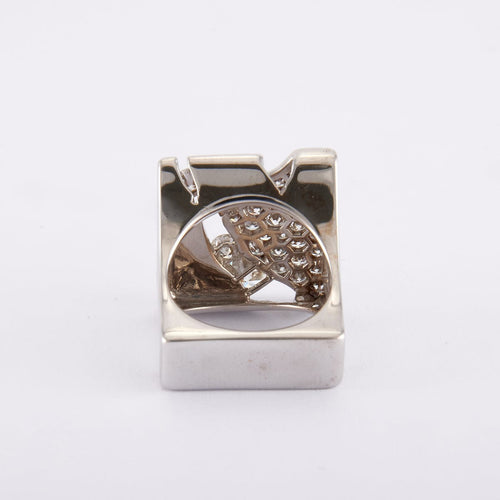 Bague 51 / Blanc/Gris / Or 750‰ Bague Chevalière Diamants 58 Facettes 220581R