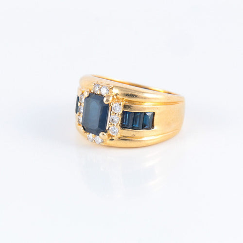 Bague 57 Bague Large Anneau, Saphirs, Diamants 58 Facettes DV0032-10