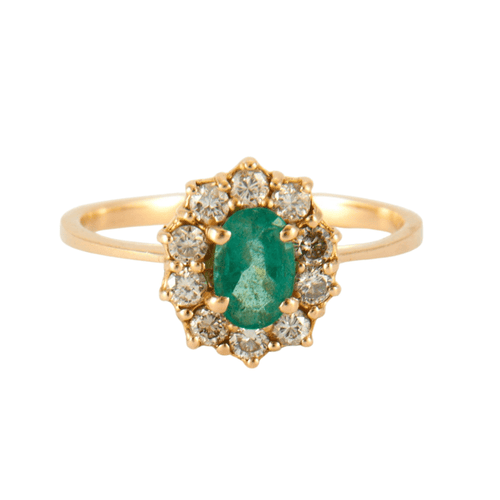Bague 52 Bague Marguerite Emeraude 10 Diamants 58 Facettes DV0190-1