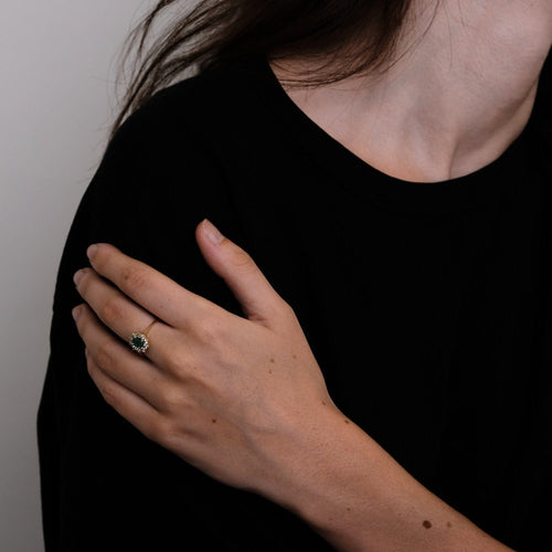 Bague 52 Bague Marguerite Emeraude 10 Diamants 58 Facettes DV0190-1