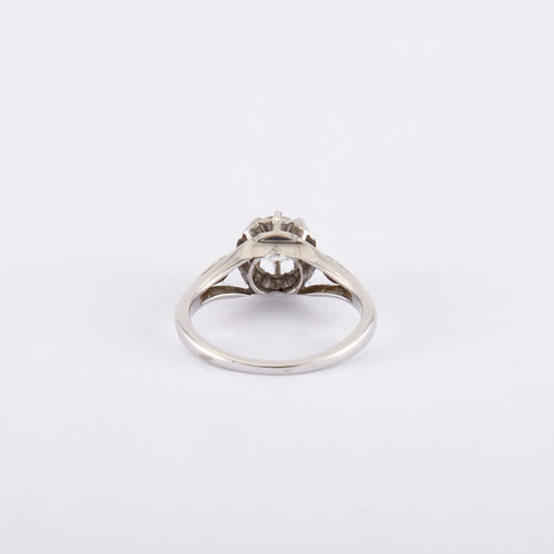 Bague 46 / Blanc/Gris / Or 750 Bague Solitaire Diamant 0.45 carat 58 Facettes 180182R