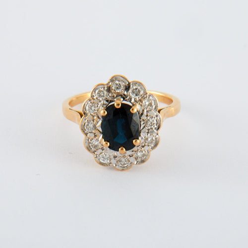 Bague 53 Bague Marguerite Saphir et Diamants 58 Facettes DV0212-1