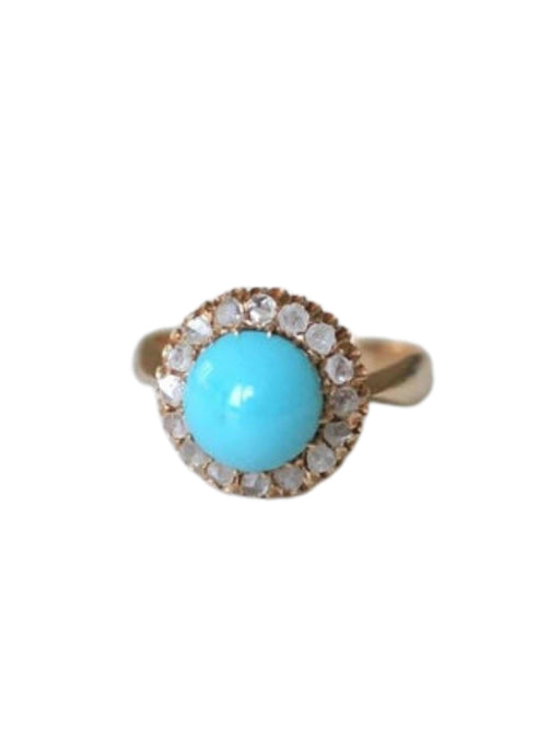 Bague Bague Marguerite turquoise entourage diamants 58 Facettes