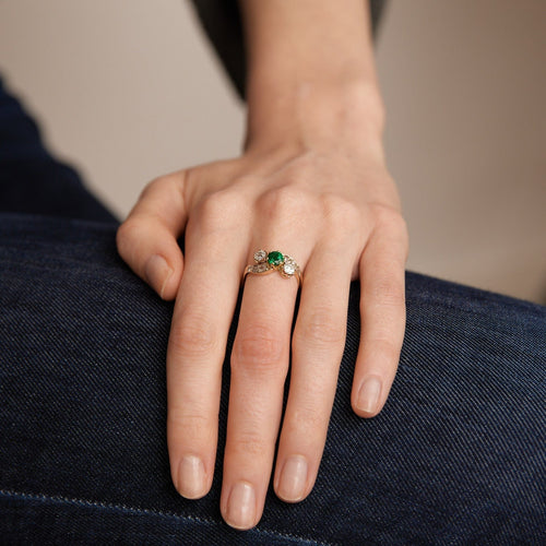 Bague 51 Bague mouvementée Emeraude Diamants 58 Facettes DV0019-2