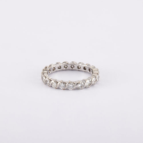 Bague 52 / Blanc/Gris / Or 750 Alliance Américaine Diamants 1.76 Carats 58 Facettes 220416R