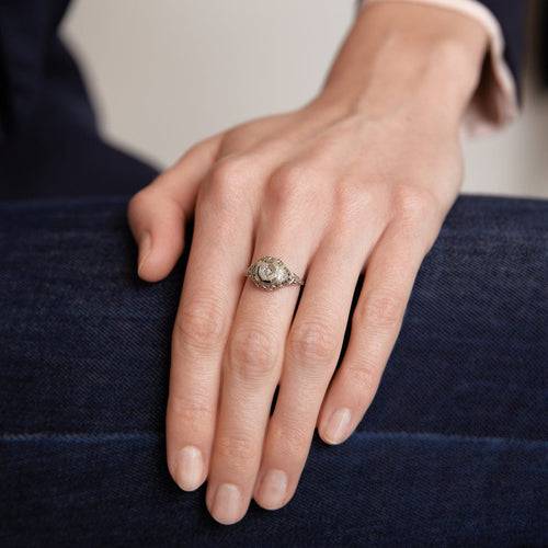 Bague 52 Bague Or gris Pierre blanche 58 Facettes DV0030-2