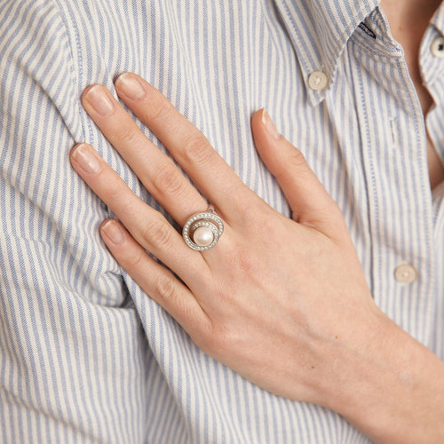 Bague 50 Bague Spirale Perle Diamants 58 Facettes DV0146-2